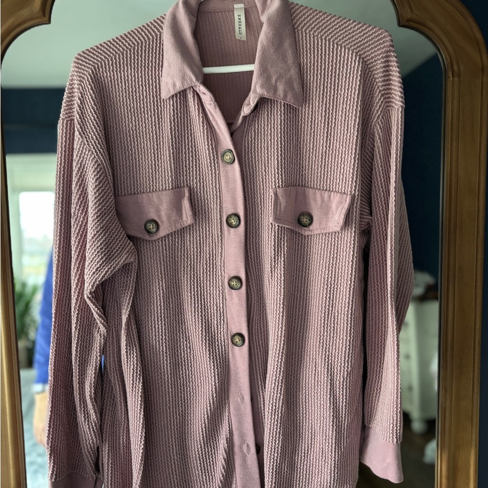 Emerald Mauve Waffle Knit Top